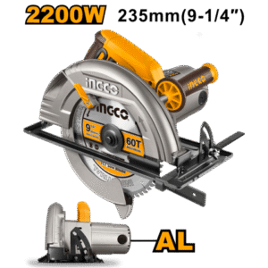 SIERRA CIRCULAR INDUSTRIAL DE MANO INGCO CS2358 DISCO 9¼ 2200W