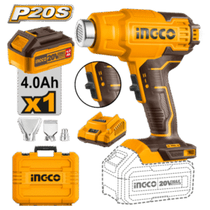 PISTOLA DE CALOR A BATERIA 20V P20S 550ºC + BATERIA 4 Ah+ CARGADOR HGLI20025 INGCO