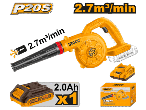 SOPLADORA A BATERIA 20V BATERIA P20S 2.7M3/MIN C BAT Y CARG INGCO CABLI200281