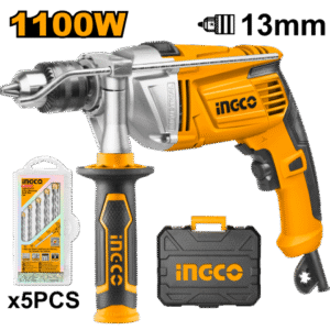 TALADRO 13MM INGCO C VALIJA + 5 MECHAS PERCUTOR INDUSTRIAL 1100W