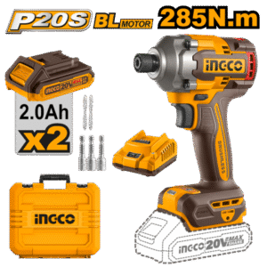 ATORNILLADOR DE IMPACTO A BATERIA 20V P20S CON 2 BAT CARG + VALIJA INGCO CIRLI2028