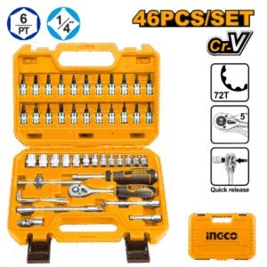 JUEGO DE DADOS Y PUNTAS 46PCS 1/4" - HKTS14462