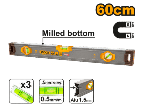 NIVEL IMANTADO 60CM ALUMINIO INGCO HSL38060M