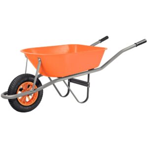 Carretilla de Mano Tramontina con Caja Honda Plástica Naranja 55 L, Brazo Metálico Con Rueda Inflable. Tramontina 77717431
