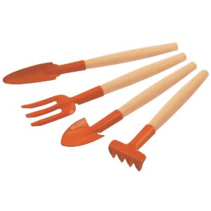 Juego de jardinería Tramontina metálico, con mango de madera, 4 piezas. Tramontina 78104801