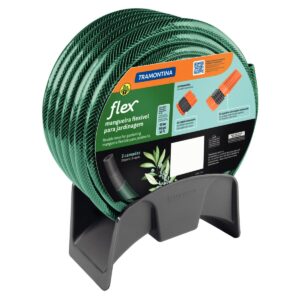 Manguera para jardín Flex, 15 m, con acoples rosqueados, boquilla y soporte. Tramontina 79322150