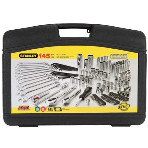 Juego De Herramientas Mecánicas Encastre de ¼",3/8" Métrico/Pulgadas 145 Piezas. Stanley 94376