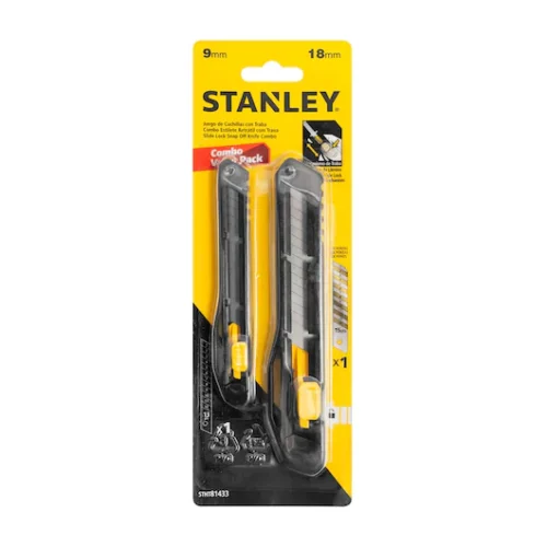 Juego de Cuchillas Snap-Off\n Bloqueo Lateral 9mm y 18mm. Stanley STHT81433