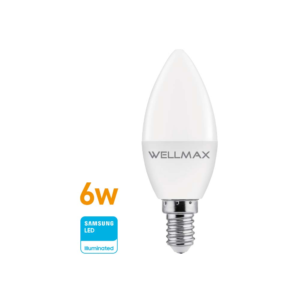 Lámpara LED Vela 6w (equivale 45w) E14 Cálida «WELLMAX». CÓDIGO DE PRODUCTO: 50400215