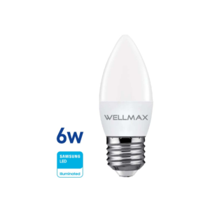 Lámpara LED Vela 6w (equivale 45w) E27 Fría «WELLMAX». CÓDIGO DE PRODUCTO: 50400220