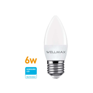 Lámpara LED Vela 6w (equivale 45w) E27 Cálida «WELLMAX». CÓDIGO DE PRODUCTO: 50400225