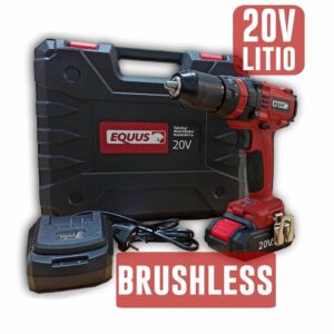 Taladro Atornillador Inalámbrico 20V Equus con Percutor / Motor Brushless con 1 batería y maletín. Código: 16805ST