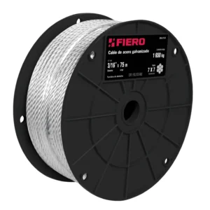Cable Acero galv 1/8″ 7×7, rollo 75mt»FIERO»CAB-1/8R x mt. CODIGO DE PRODUCTO: 40310005