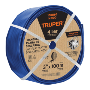 Manguera PVC plana p/descarga 100mt,D:3″ «TRUPER» M310D. CÓDIGO DE PRODUCTO: 40284218
