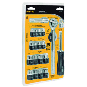 Jgo.dados Pulg y mm 21pzs.(blister)1/4″y3/8 «PRETUL»JUDA-25P. CODIGO DE PRODUCTO: 40539025