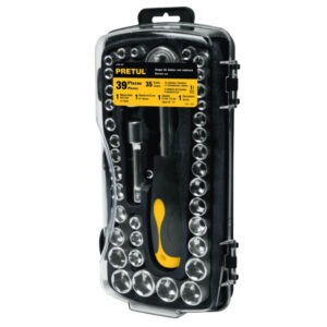 Jgo.dados pulg/mm,39pzas(estuche)1/4y3/8″ «PRETUL» JUDA-38P. CODIGO DE PRODUCTO: 40539536