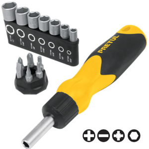 Destornillador t/matraca 13ptas-dados Blister»PRETUL»DES-14P. CODIGO DE PRODUCTO: 40547505